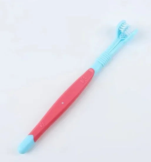 Three Sided Pet Toothbrush Multi Angle Dental Care Kit, Portable