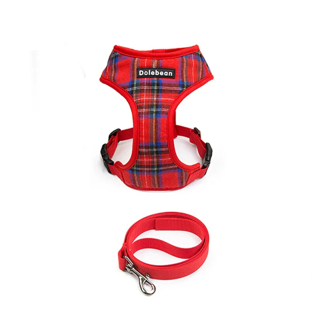 Plaid Pet Harness Leash Set for Small Dogs - ProPawPet.com