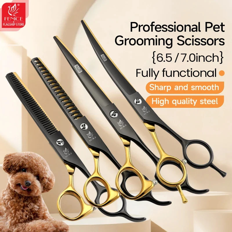 Fenice 6.5/7 Inch Black Gold Pet Grooming - ProPawPet.com