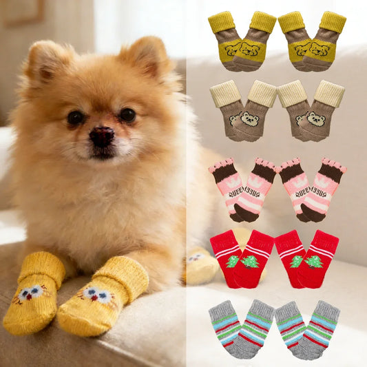 4 Pcs Pet Anti-slip Socks Cat & Dog Cute - ProPawPet.com