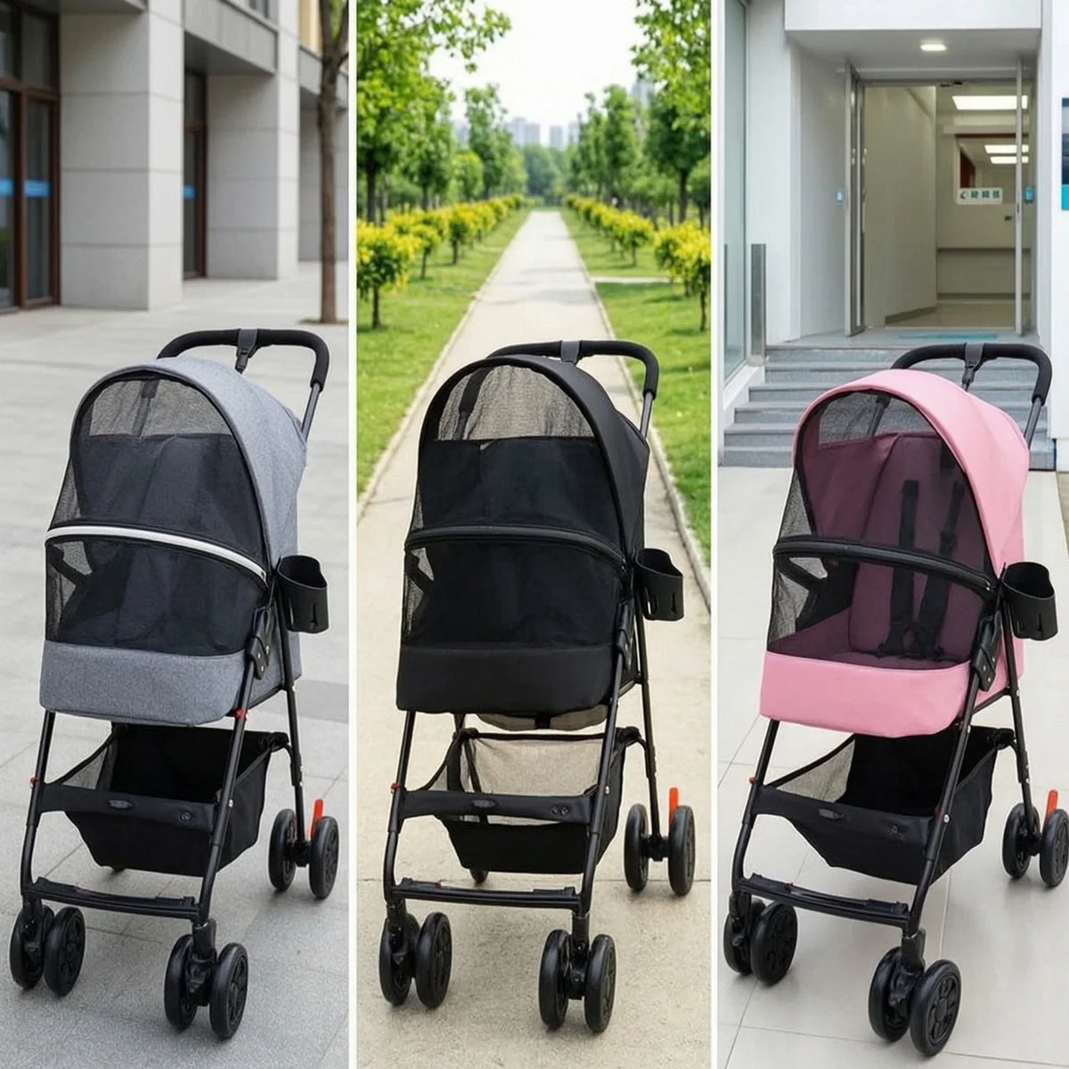 Pet Stroller with Cup Holder Collapsible Pet - ProPawPet.com