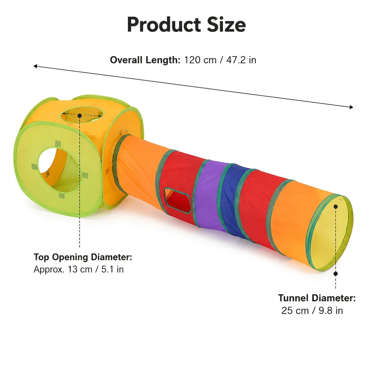 Colorful Cat Tunnel Toy Square and S Shaped Play, Interactive