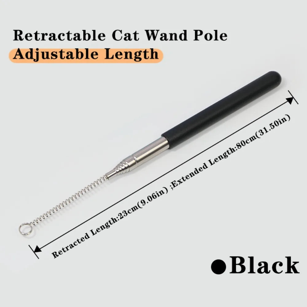 Retractable Cat Wand Pole Stainless Steel Interactive DIY, Adjustable