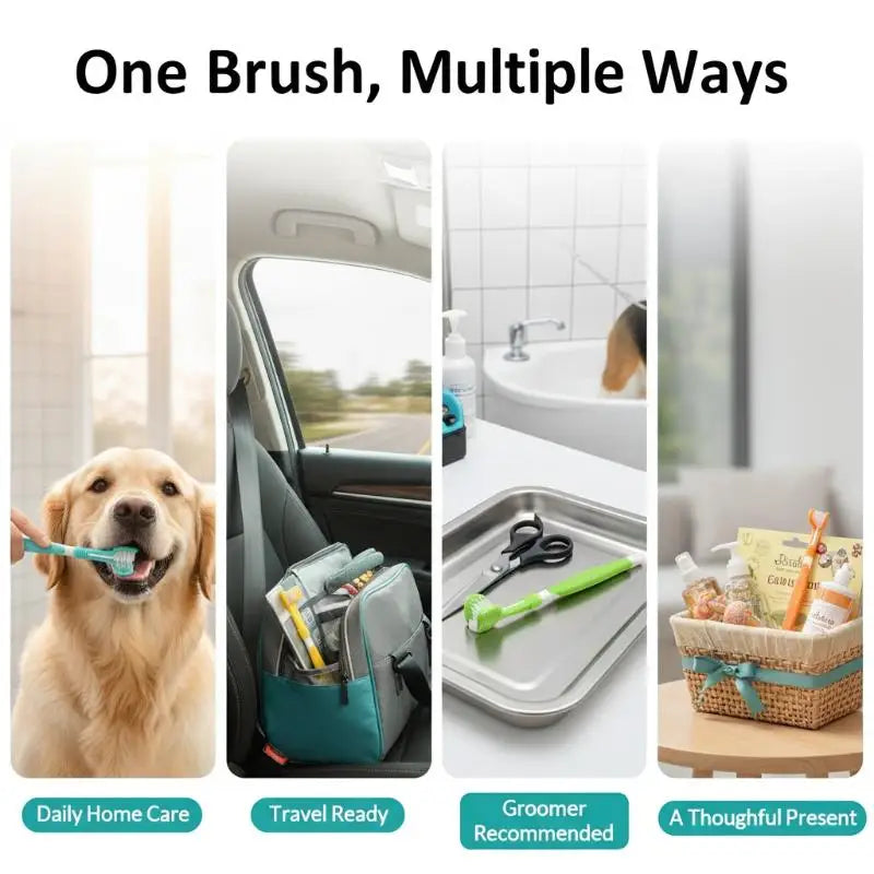 Non Slip Handle 3 Sided Pet Toothbrush with - ProPawPet.com