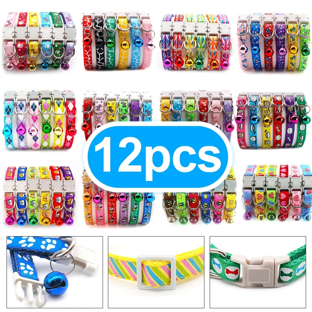 12Pcs Collars Cute with Bells Pet Necklace - ProPawPet.com