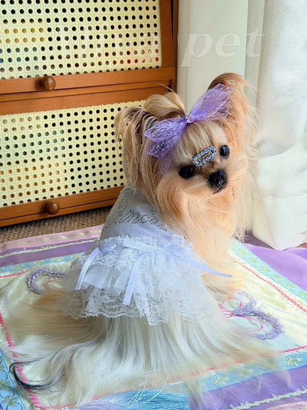 Pure Cotton Pet Strap Dress Lace Rhinestone - ProPawPet.com