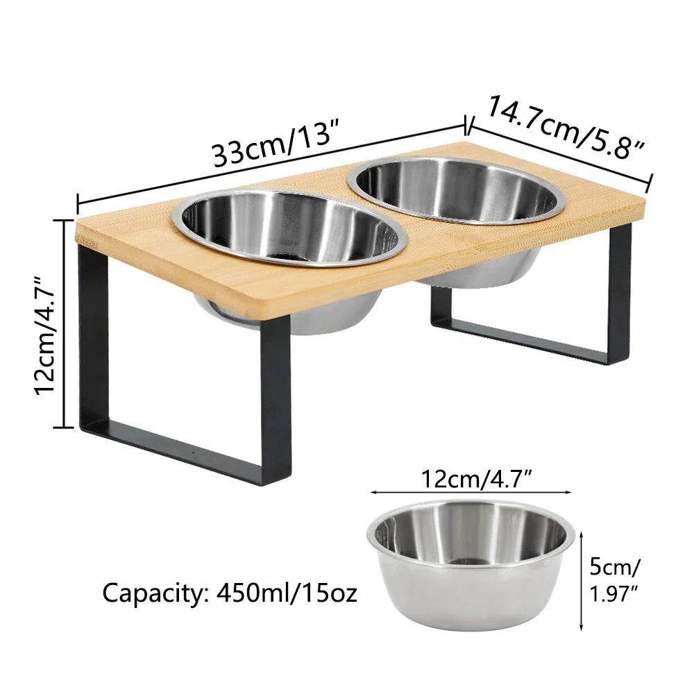 Elevated Cat Bowls with Food Mat 15° Tilted Stand – Cat Supplies