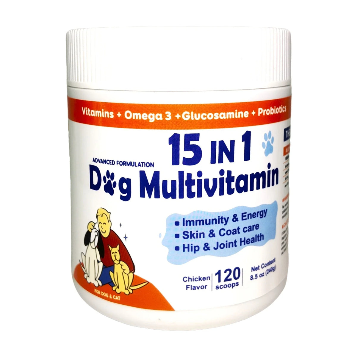 15‑in‑1 Dog Multivitamin Powder 120 Scoops Chicken Flavor – Dog Supplies