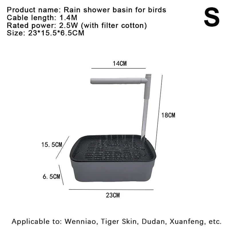 USB Electric Bird Bath Fountain Circulating Water Shower Tub – 4 Colors