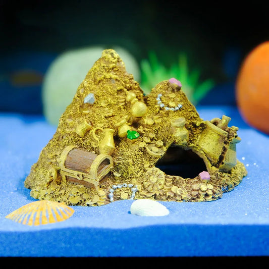Resin Mountain Cave Treasure Chest Aquarium - ProPawPet.com