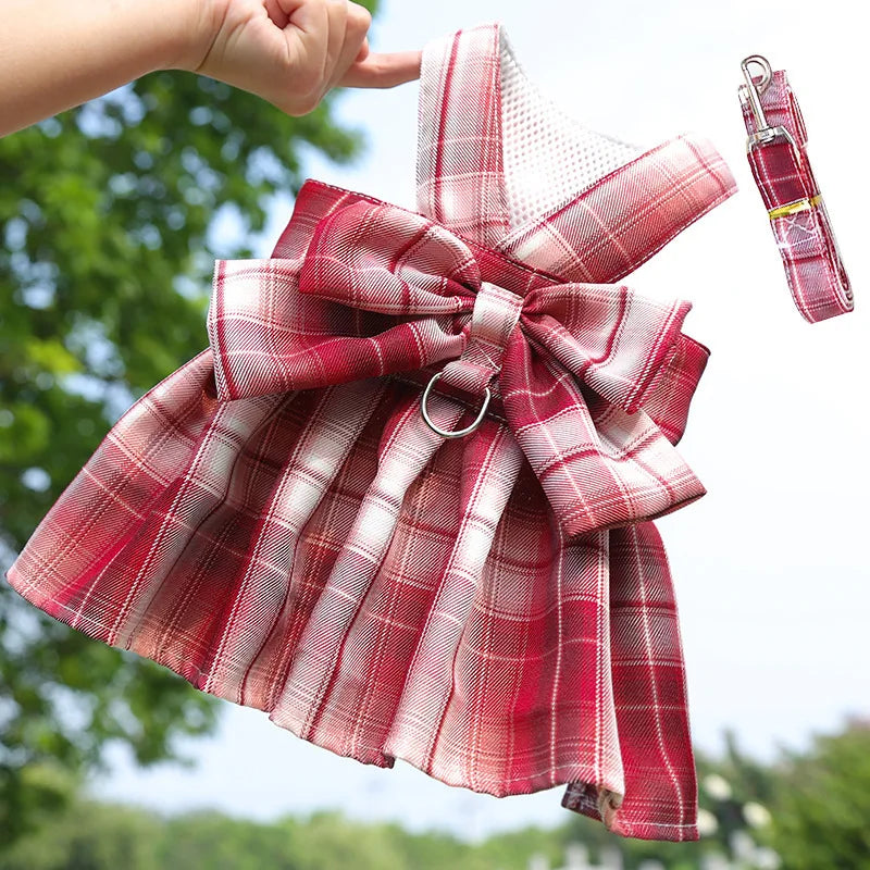 Rabbit JK Dresses and Leash Sets Mesh Plaid - ProPawPet.com