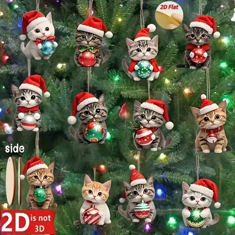 12pcs Christmas Cat Tree Decorations - 2D - ProPawPet.com