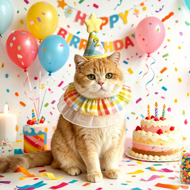 Dog Birthday Hat Bandana New Rainbow Style - ProPawPet.com