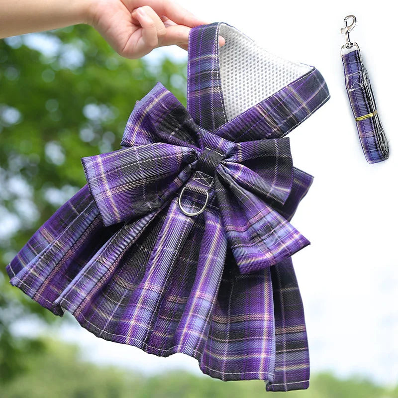 Rabbit JK Dresses and Leash Sets Mesh Plaid - ProPawPet.com