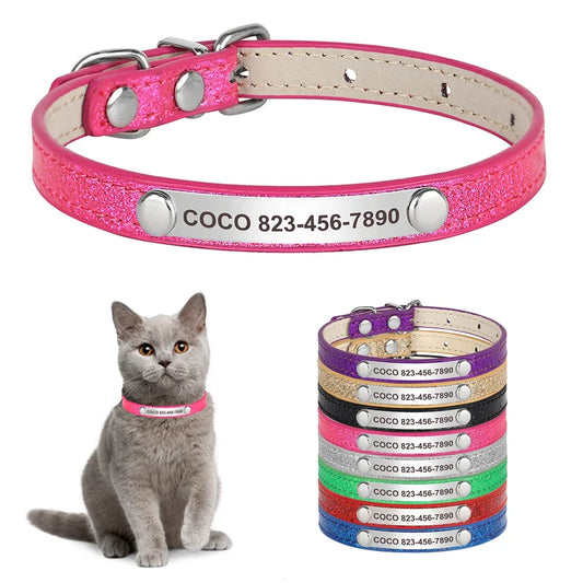 Personalized Cat Collar Custom Leather Cat - ProPawPet.com