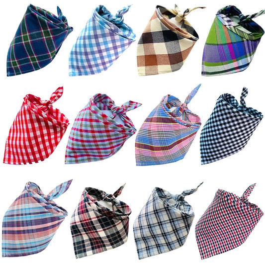 30/50pcs Cotton Plaid Dog Bandanas Thin - ProPawPet.com