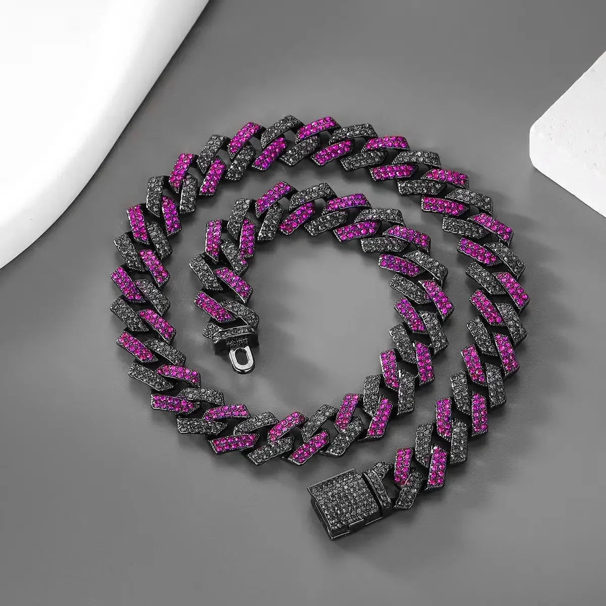 14mm Pink Blue Lab Diamond Dog Cuban Chain - ProPawPet.com