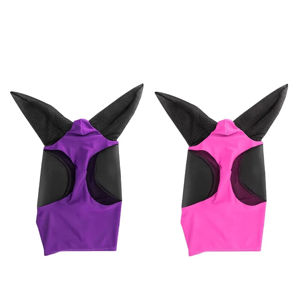 Mesh Fly Mask Hood Breathable Anti Mosquito Ear Protection – 13 Colors
