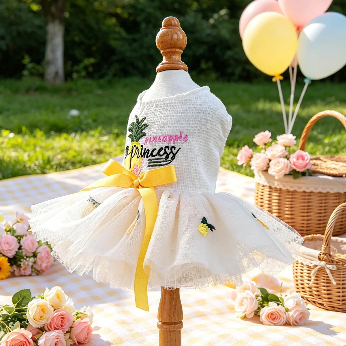 Pineapple Embroidery Tutu Dress, Summer Pet - ProPawPet.com