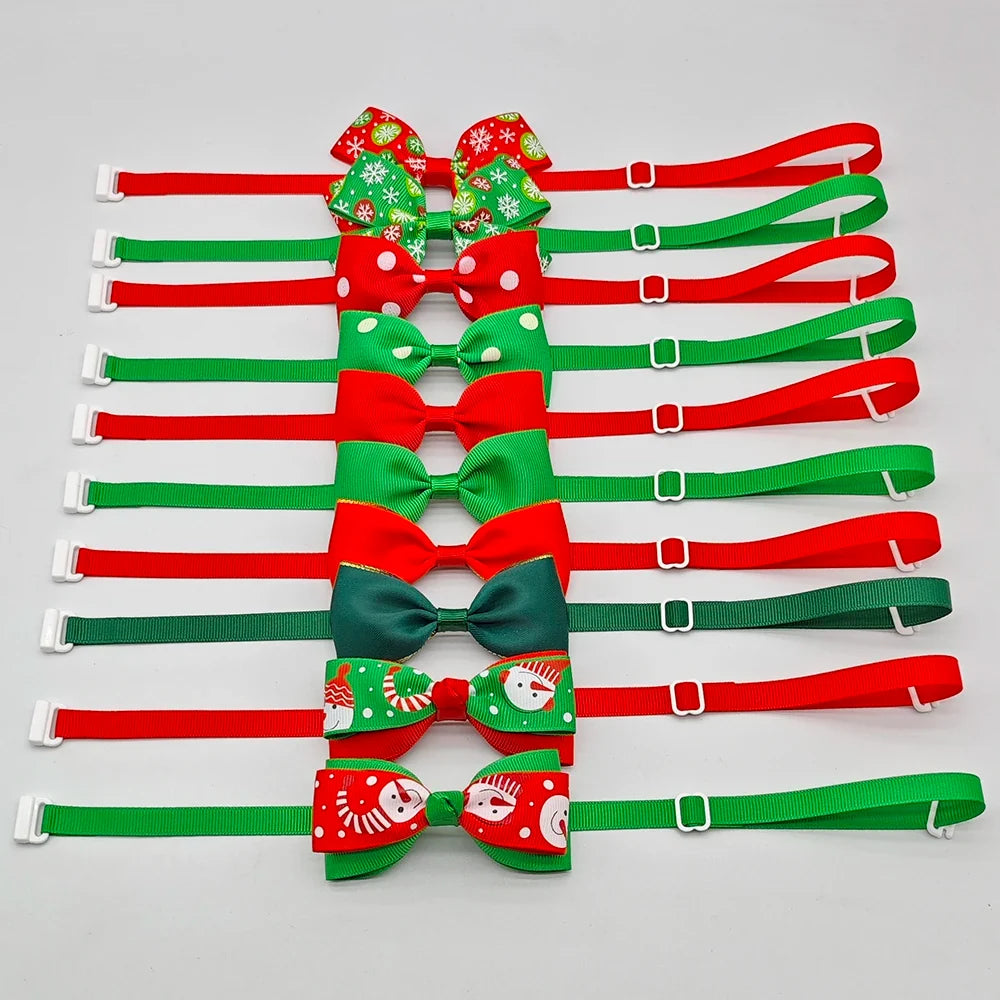 Pet Christmas Bow Tie Adjustable Xmas Dog & Cat Bowtie Collar – Dog Supplies