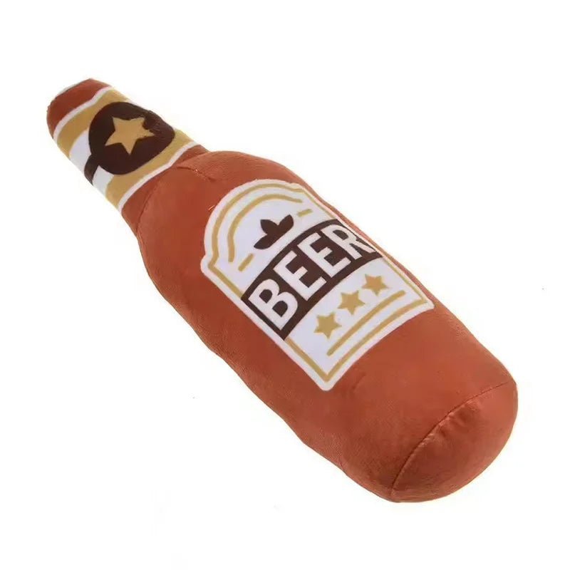Realistic Beer Plush Dog Toy Squeaky Bb Sound Pet Chew, Soft