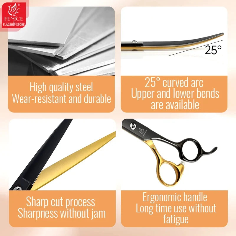 Fenice 6.5/7 Inch Black Gold Pet Grooming - ProPawPet.com