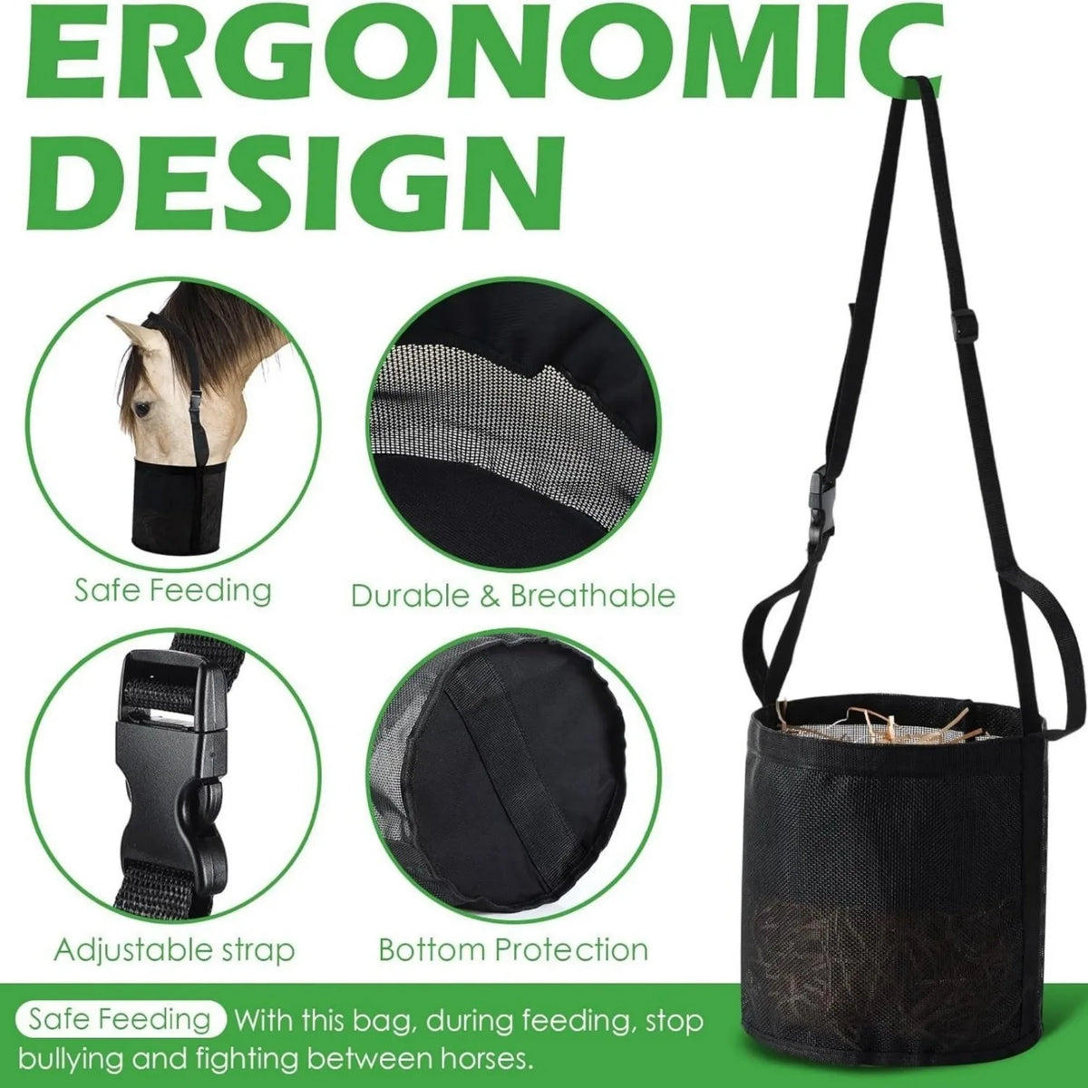 Horse Hay Feeding Bags Adjustable Neck - ProPawPet.com