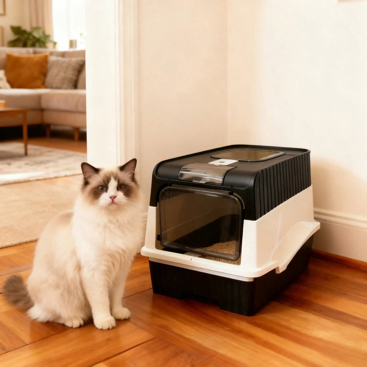 Fully Enclosed Cat Litter Box with Top Entry Drawer Extra – 2 Colors