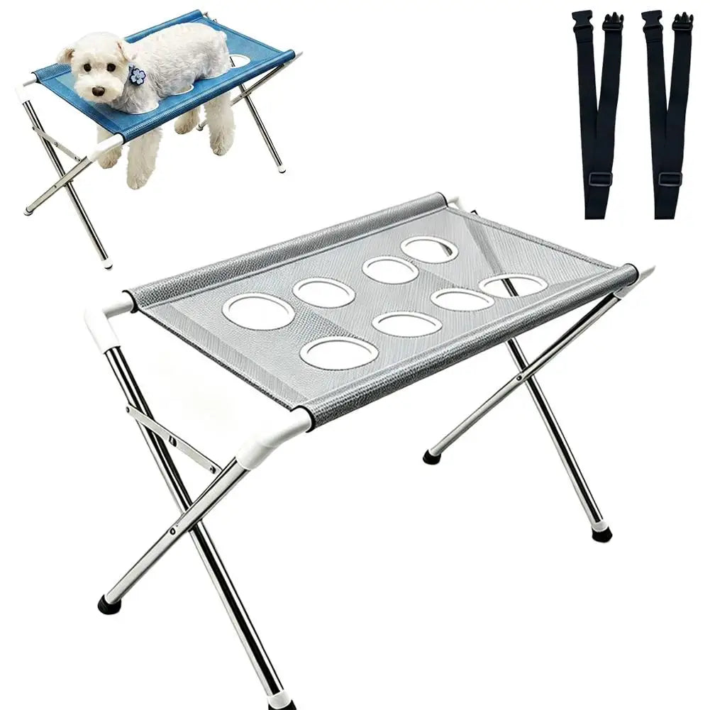 Pet Grooming Hammock Stand Foldable Dog & Cat Drying Table, Breathable