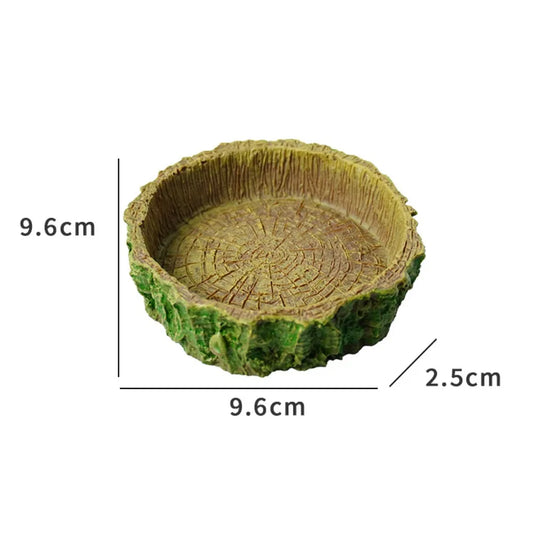 New Resin Reptile Feeder Bowl Stump Shallow - ProPawPet.com