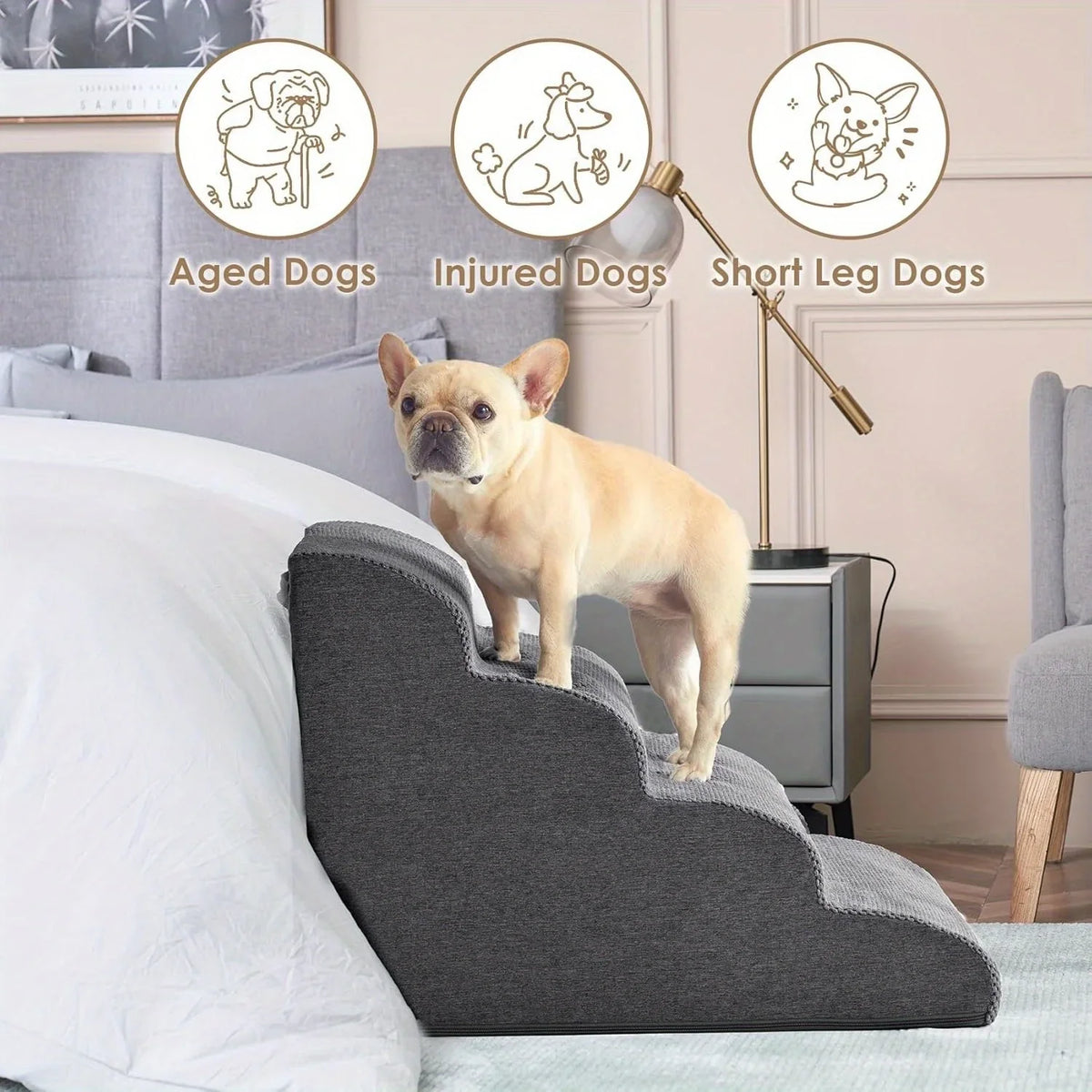 [4-Step Curved Dog Ramp] 4-Step Non-Slip - ProPawPet.com