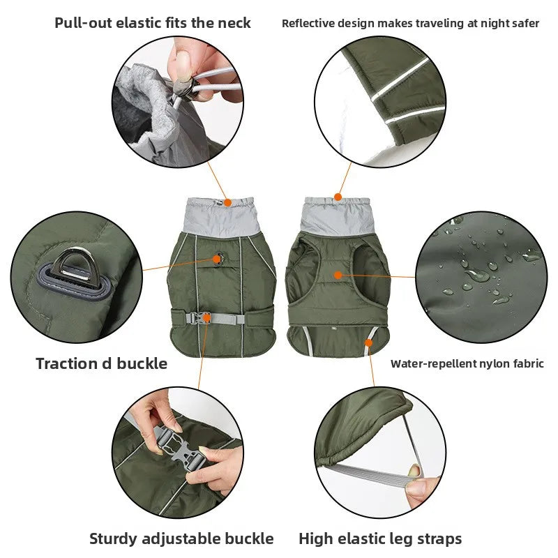 Dog Coat Winter Waterproof Windproof Reflective Thick Warm, Adjustable – photo 2