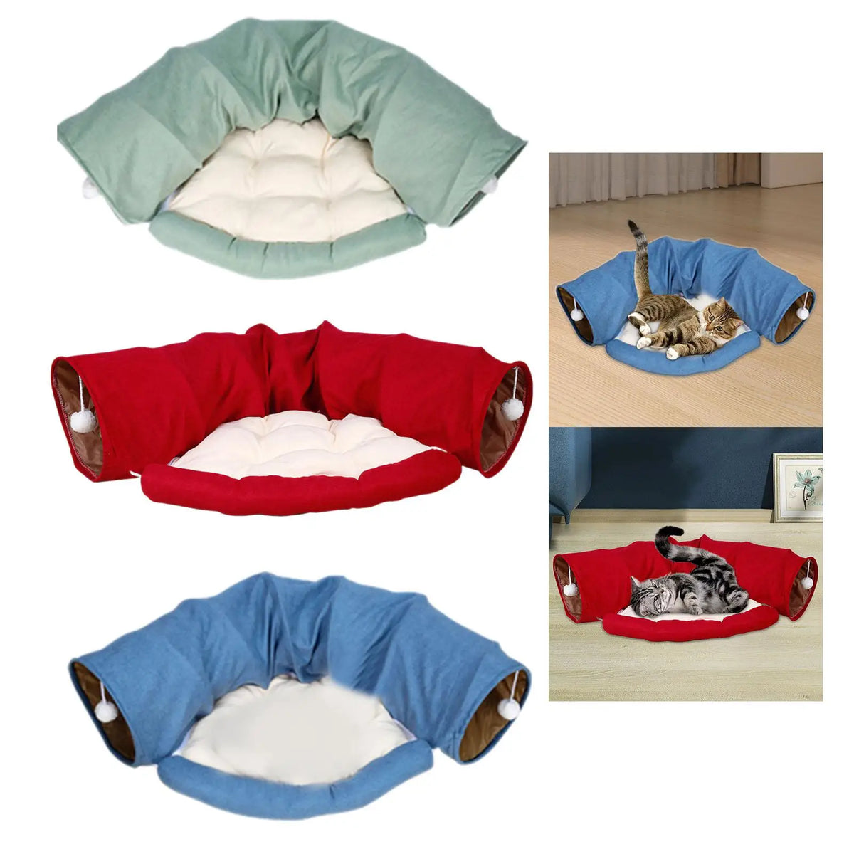 2 in 1 Cat Tunnel Bed Toy Set with Removable - ProPawPet.com