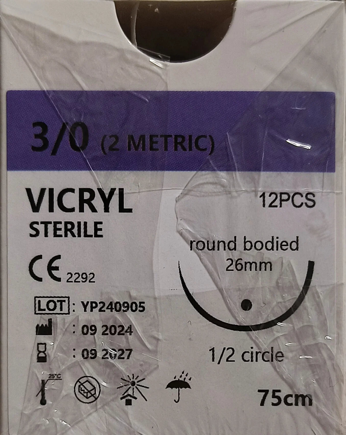 75cm Surgical Suture Vicryl 1 0 2 0 2 0 3 0 for Dogs