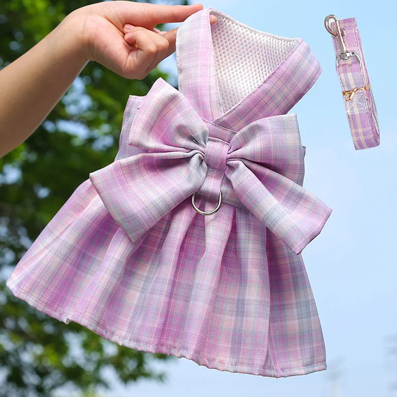 Rabbit JK Dresses and Leash Sets Mesh Plaid - ProPawPet.com
