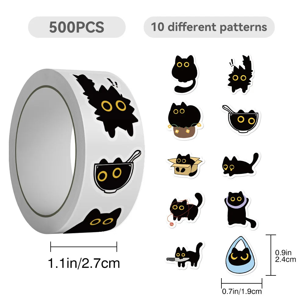 Funny Cute Black Cat Roll Stickers – Cat Toys & Play