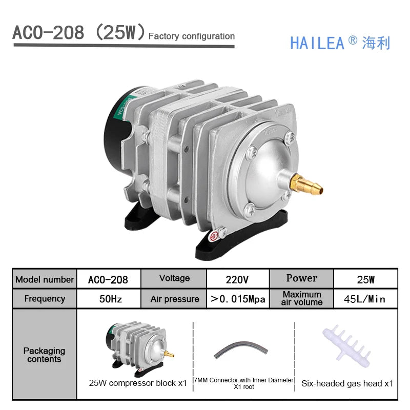 220v Hailea External High Power Ac E Magnetic Air Pump for Aquariums