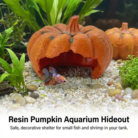 Aquarium Pumpkin Hideout Cave Resin Decor - ProPawPet.com
