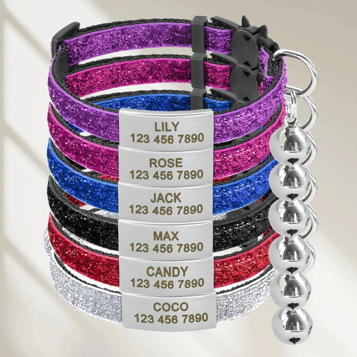Free Engraving Glitter Cat Safety Buckle - ProPawPet.com
