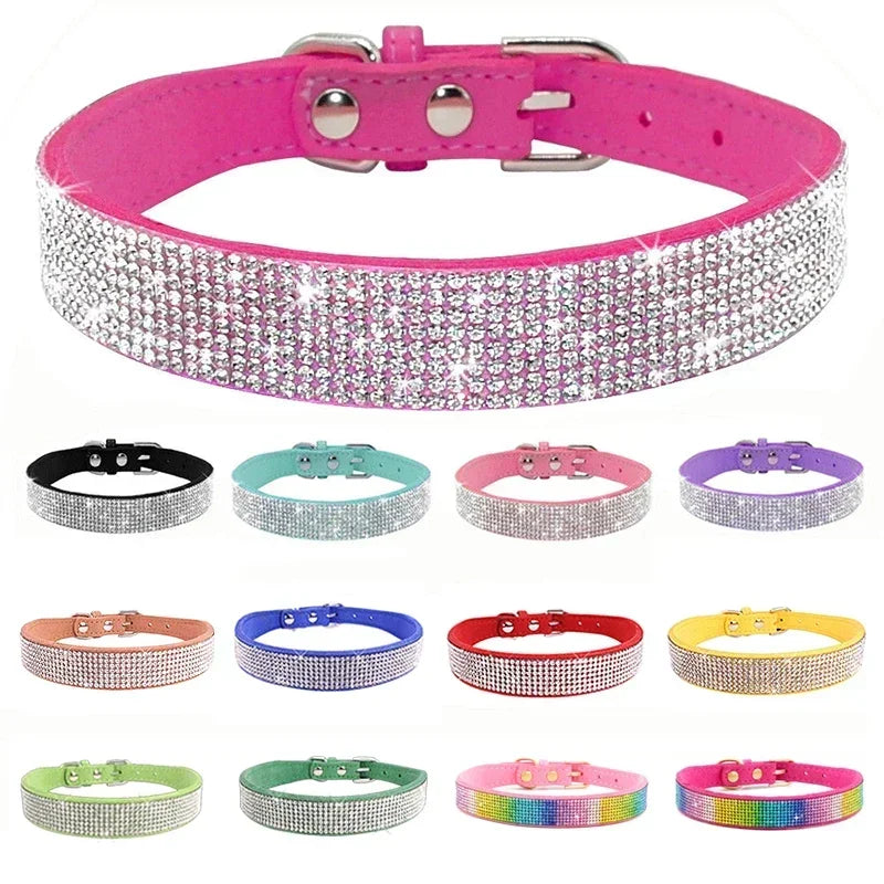 Suede Fiber Crystal Dog Collar Comfortable - ProPawPet.com