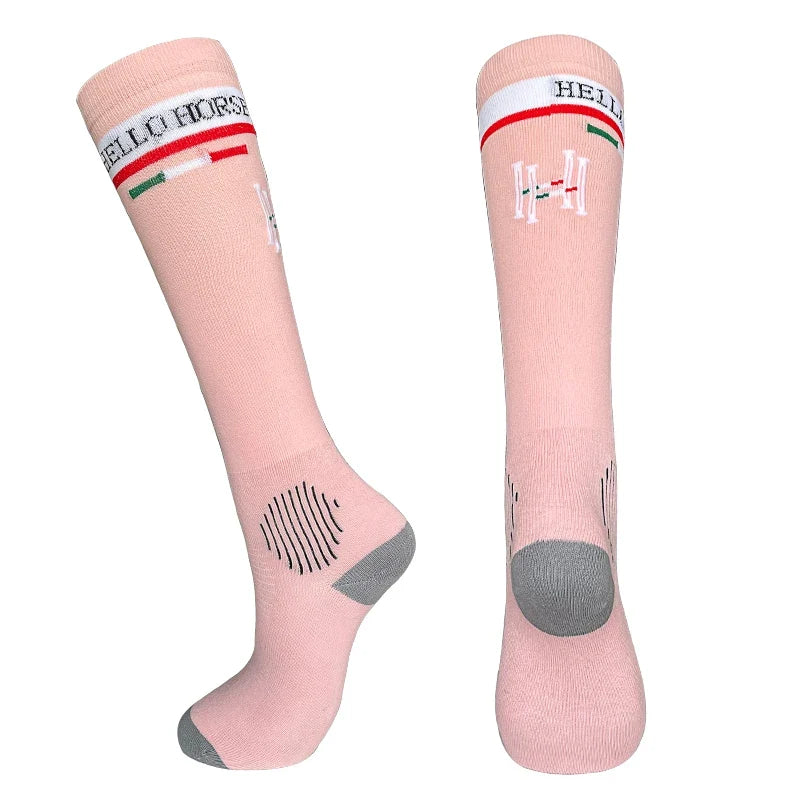 Breathable Hello Horse Equestrian Sports Socks, Non-Slip