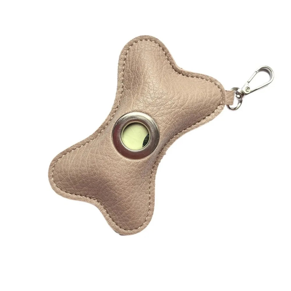 Creative Dog Poop Bag Dispenser Bone Shaped PU Leather Pet, Waterproof