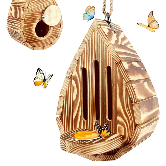 Hanging Wood Butterfly House Feeder with - ProPawPet.com
