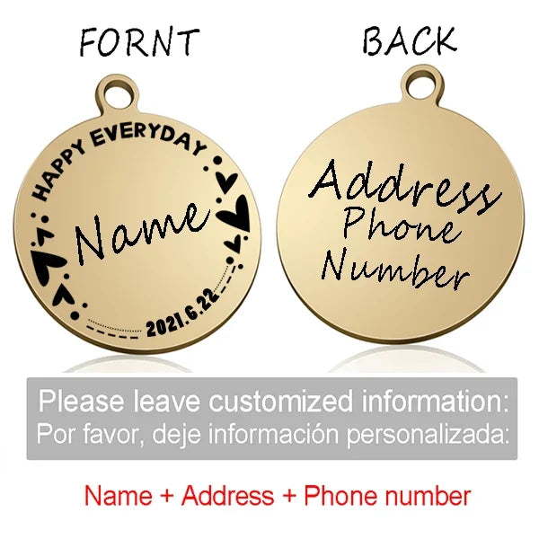 Custom Personalized Cat Dog ID Circle Tag - ProPawPet.com