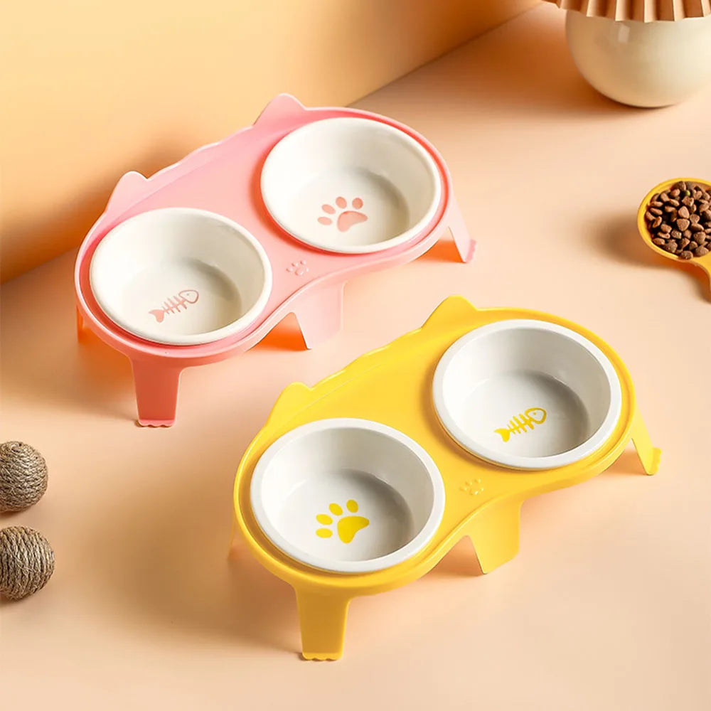 Ceramic Cat Bowl Double Bowl - Elevated - ProPawPet.com