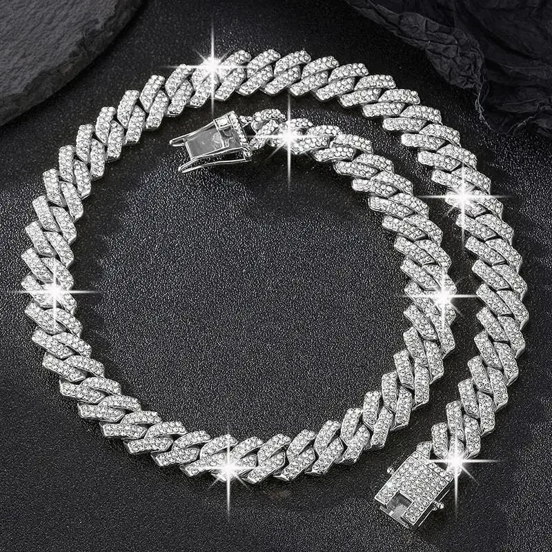 14mm Pink Blue Lab Diamond Dog Cuban Chain - ProPawPet.com