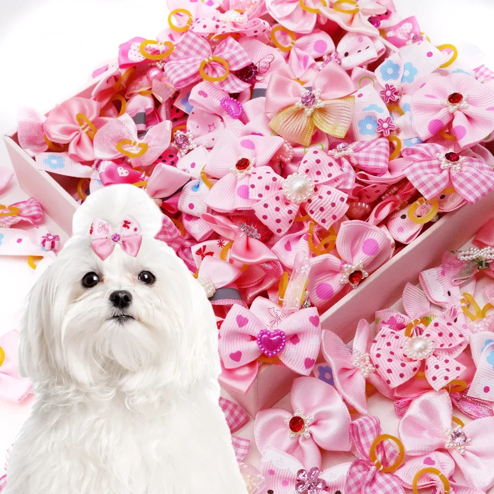 10/20PCS Diamond Puppy Bows Multi Style Dog - ProPawPet.com