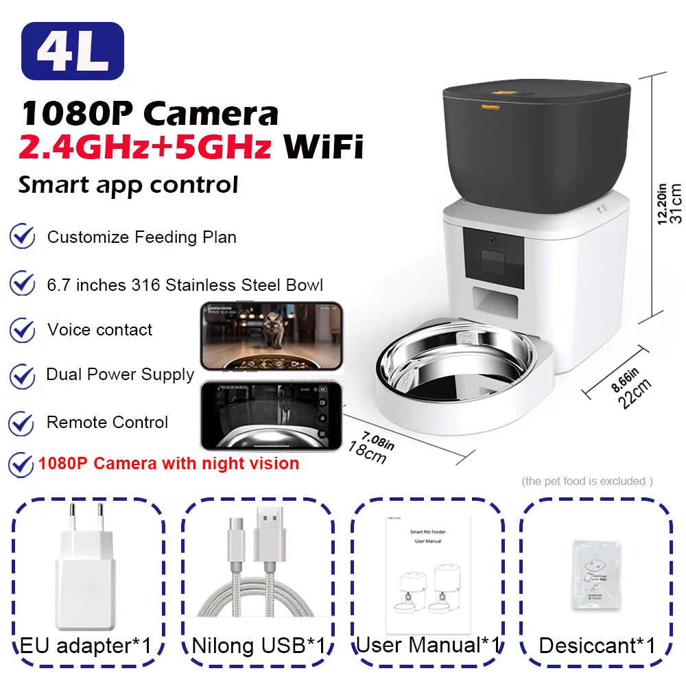 Furpipi 8l Smart Automatic Cat Feeders with 1080p Hd Camera 5g – Cat Supplies