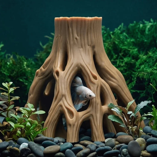 Decorative 3D Printed Tree Stump Fish Tank - ProPawPet.com