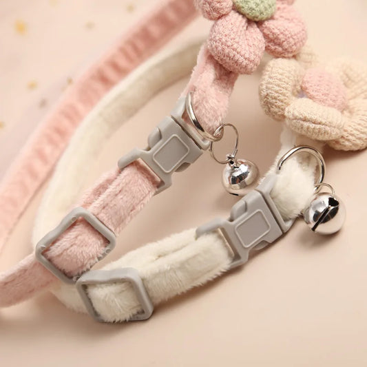 Cute Knitting Flower Bell Collar Adjustable - ProPawPet.com
